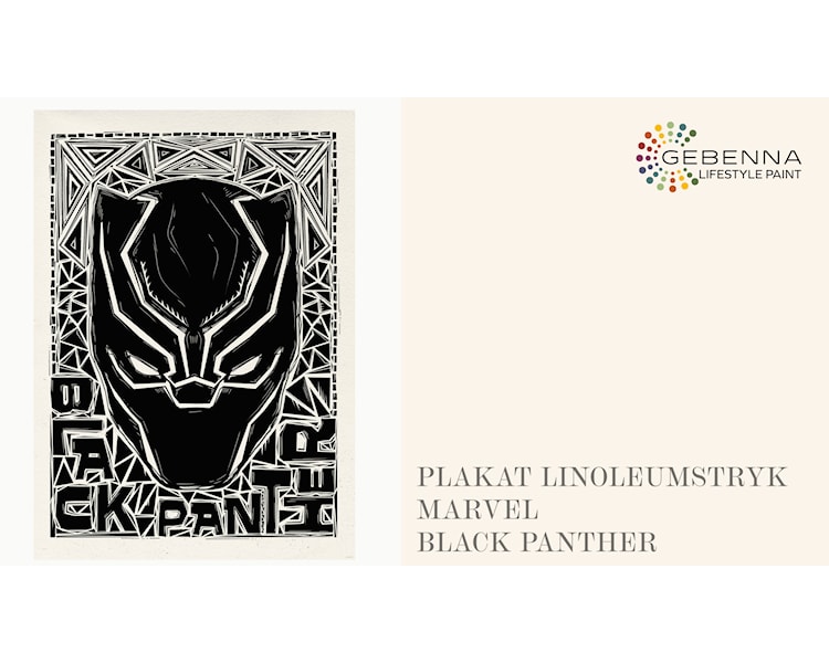 Plakat Linoleumstryk Marvel Black Panther Helmet